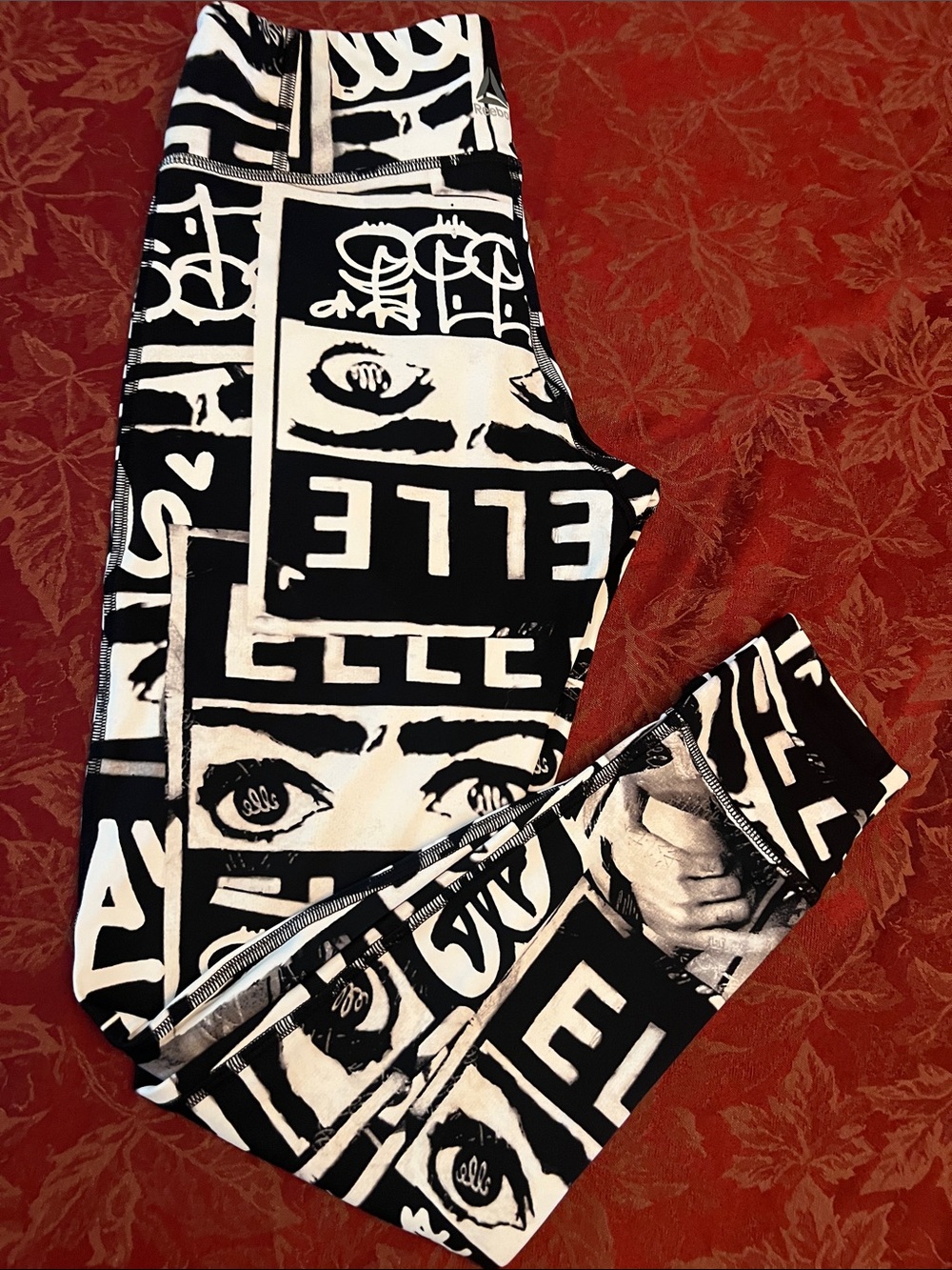 Reebok x ELLE Lux Bold Tight Leggings in Black and White S
